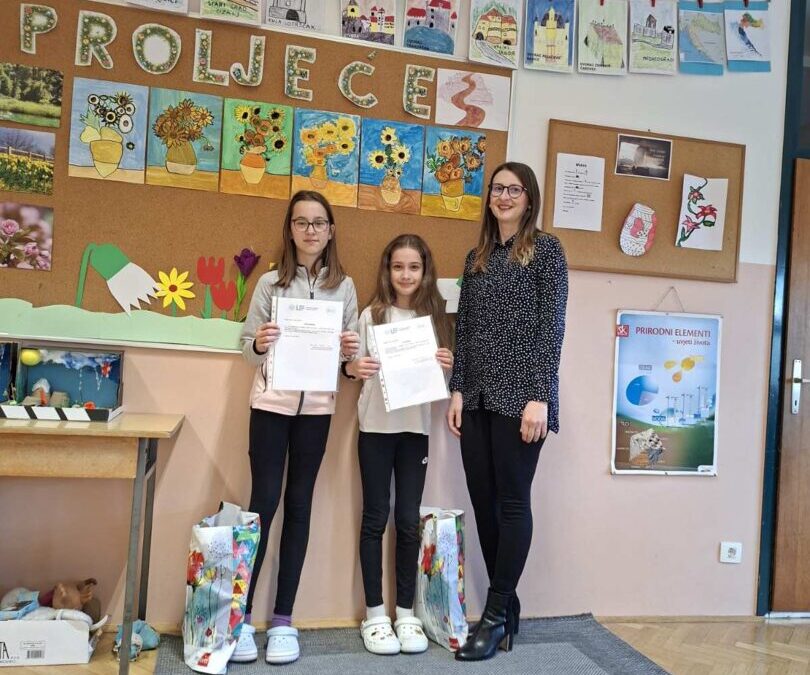 Uspjeh četvrtašica iz PŠ Dunjkovec u literarnom natječaju „Svijet oko mene i u meni kada stavim svoje matematičke naočale“